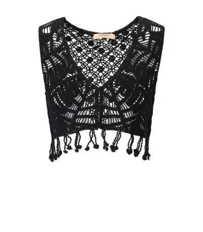 Twinset Black Crochet Top