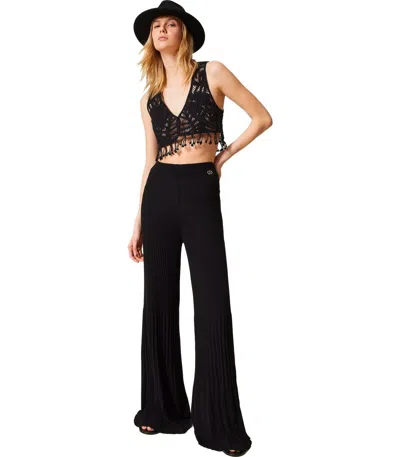 Twinset Black Crochet Top