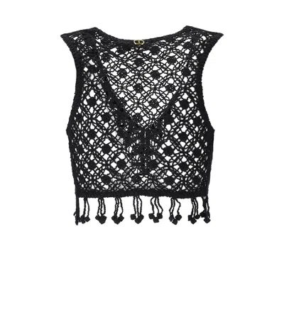 Twinset Black Crochet Top