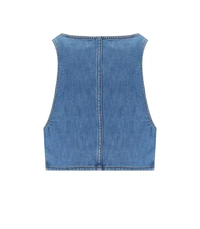Twinset Woman Tailored Vest Blue Size 4 Cotton