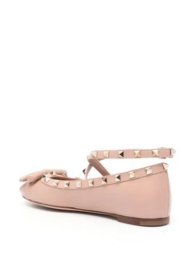 Shop Valentino Garavani Rockstud Leather Ballet Flats