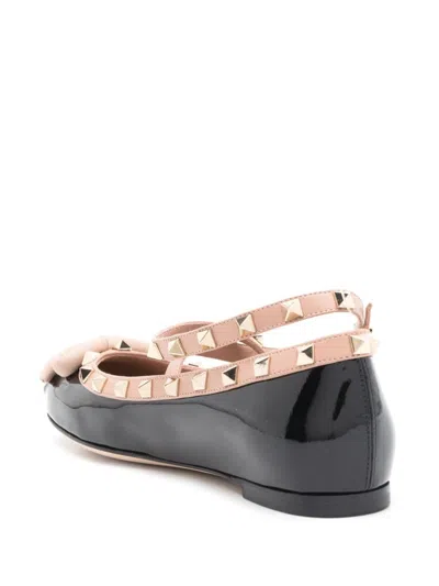 Shop Valentino Garavani Rockstud Patent Leather Ballet Flats
