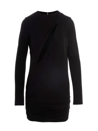 Versace Black Fitted Minidress With Cut-out Detail In Viscose Woman