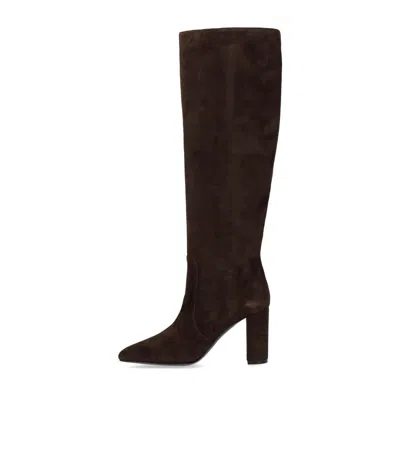 Via Roma 15 Dark Brown Suede Heeled High Boot