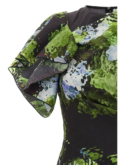 Victoria Beckham Floral Print Mini Dress With Cape-style Sleeves