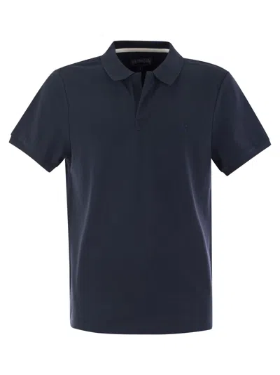 Vilebrequin Mens Bleu Marine Palatin Logo-embroidered Cotton Polo Shirt