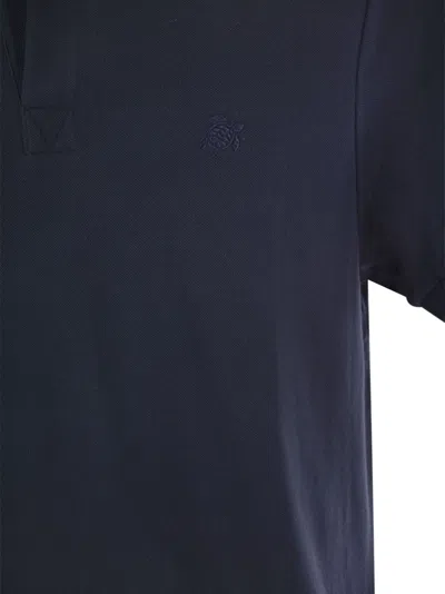 Vilebrequin Mens Bleu Marine Palatin Logo-embroidered Cotton Polo Shirt