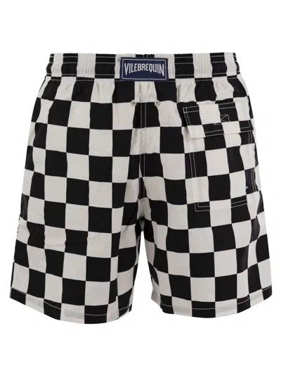 Shop Vilebrequin Swim Shorts With Checkered Pattern