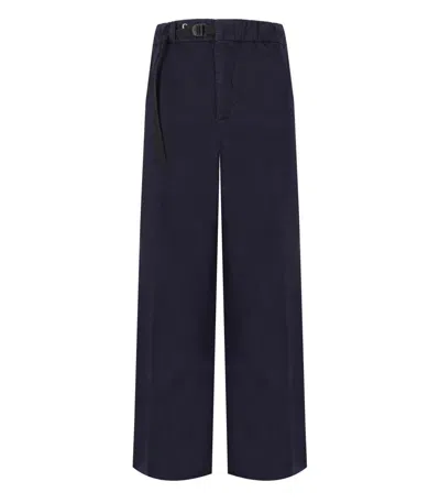 White Sand Carol Blue Ribbed Trousers In Blue