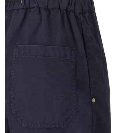 White Sand Carol Blue Ribbed Trousers In Blue