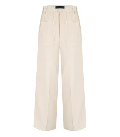 White Sand Carol Cream Ribbed Trousers