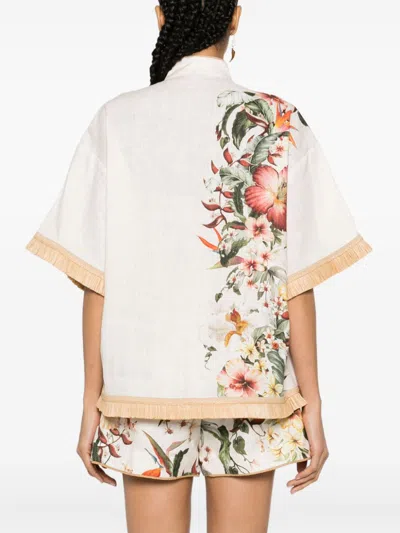 Shop Zimmermann Floral Print Linen Shirt