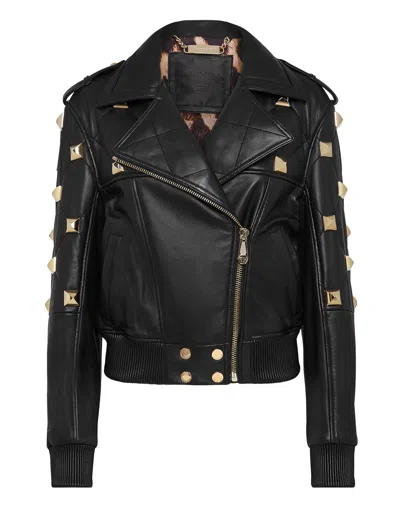 PHILIPP PLEIN LEATHER BOMBER 