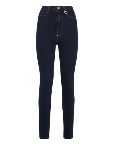 Philipp Plein Super High Waist Jegging  Tm In Blue