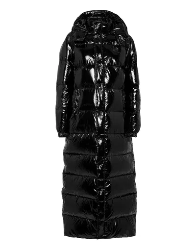 Philipp Plein Nylon Superlong Down Jacket In Black