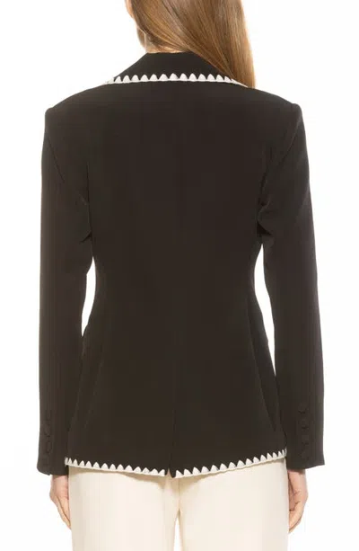 Alexia Admor Contrast Embroidered Blazer In Black