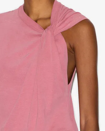Isabel Marant Front Bow Crewneck Top With Knot Detail In Antique Pink