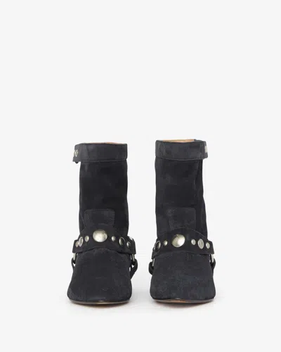 Isabel Marant Stania Studded Suede Ankle Boots In Black
