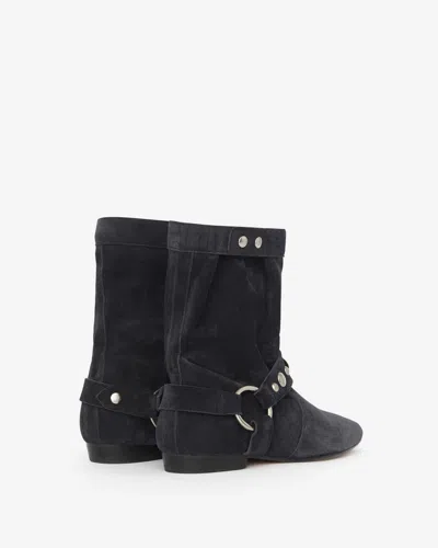 Isabel Marant Stania Studded Suede Ankle Boots In Black