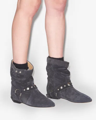 Isabel Marant Stania Studded Suede Ankle Boots In Black