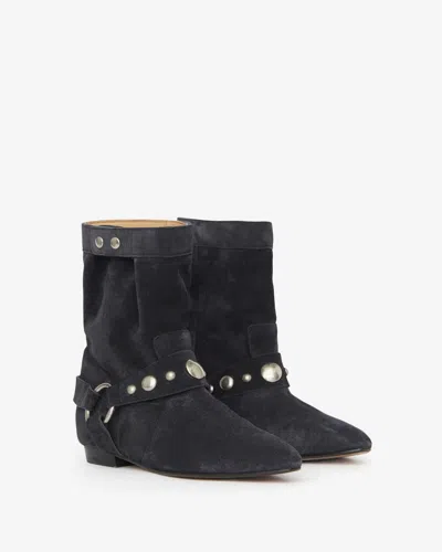 Isabel Marant Stania Studded Suede Ankle Boots In Black