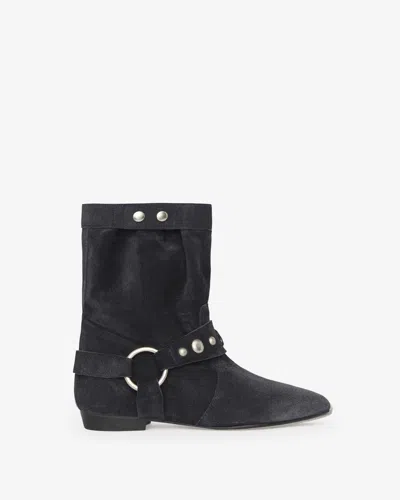 Isabel Marant Stania Studded Suede Ankle Boots In Black