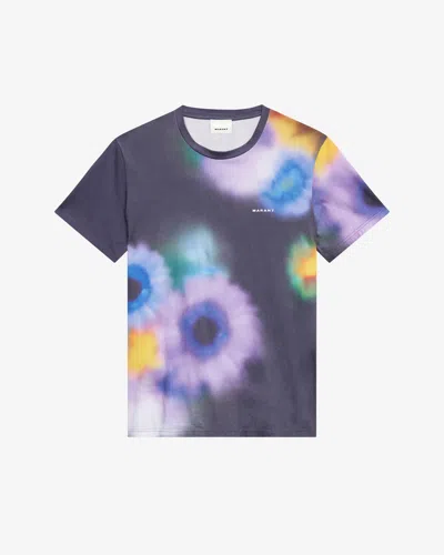 Isabel Marant Blur-effect Logo-print T-shirt In Faded Night