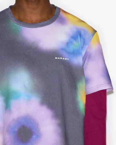 Isabel Marant Blur-effect Logo-print T-shirt In Faded Night