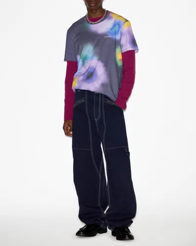 Isabel Marant Blur-effect Logo-print T-shirt In Faded Night