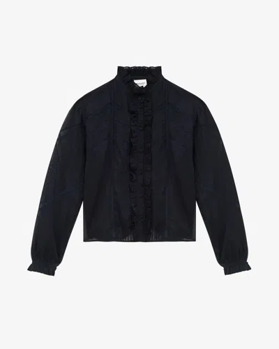 Isabel Marant Étoile Gaia Embroidered Cotton Blouse In Black