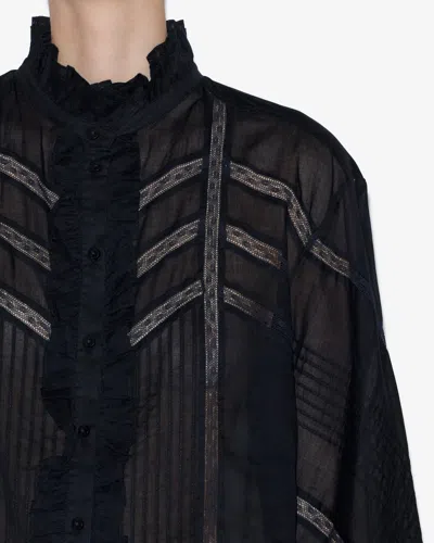 Isabel Marant Étoile Gaia Embroidered Cotton Blouse In Black