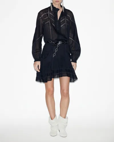 Isabel Marant Étoile Gaia Embroidered Cotton Blouse In Black