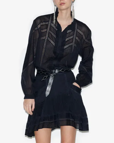 Isabel Marant Étoile Gaia Embroidered Cotton Blouse In Black