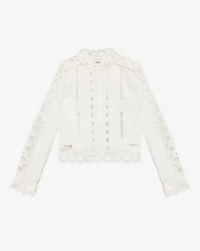Isabel Marant English Embroidered Openwork Detailed Top In White