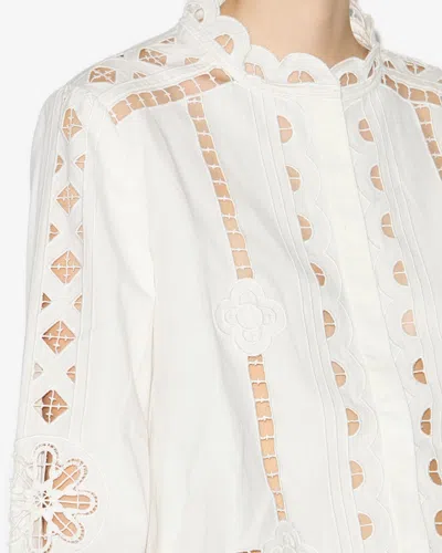Isabel Marant English Embroidered Openwork Detailed Top In White