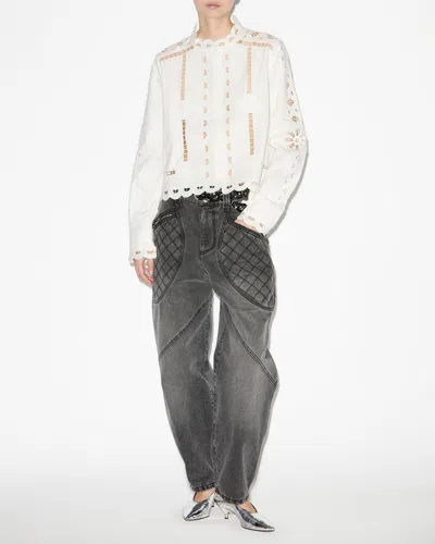 Isabel Marant English Embroidered Openwork Detailed Top In White