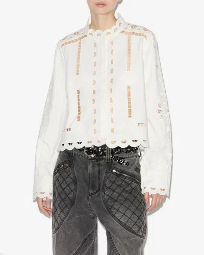 Isabel Marant English Embroidered Openwork Detailed Top In White