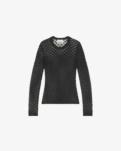 Isabel Marant Zavia Open Knit Crewneck Sweater In Black