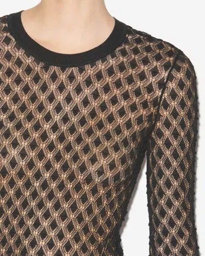 Isabel Marant Zavia Open Knit Crewneck Sweater In Black