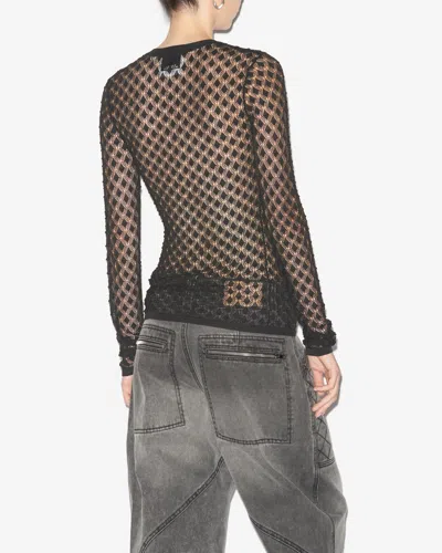 Isabel Marant Zavia Open Knit Crewneck Sweater In Black