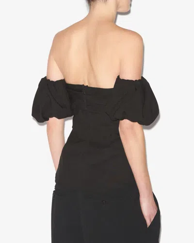 Isabel Marant Daniela Convertible Off-the-shoulder Hemp-blend Top In Black