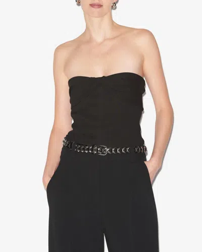 Isabel Marant Daniela Convertible Off-the-shoulder Hemp-blend Top In Black