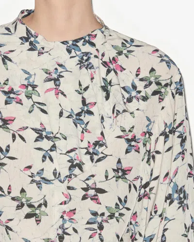 Isabel Marant Étoile Floral-print Ruffled Blouse In Ecru-midnight