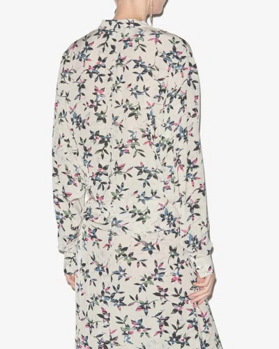 Isabel Marant Étoile Floral-print Ruffled Blouse In Ecru-midnight