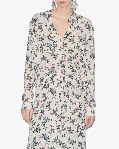 Isabel Marant Étoile Floral-print Ruffled Blouse In Ecru-midnight