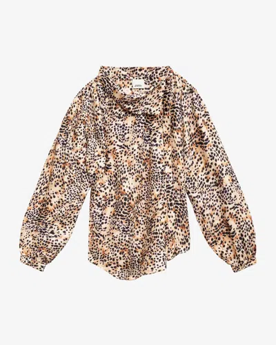 Isabel Marant Leopard-print Asymmetric-neck Blouse In Natural