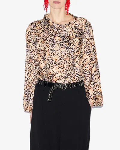Isabel Marant Leopard-print Asymmetric-neck Blouse In Natural