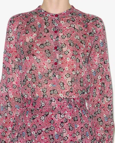 Isabel Marant Étoile Maria Abstract-print Blouse In Raspberry-black