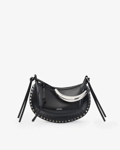 Isabel Marant Oskan Moon Studded Leather Shoulder Bag In Black And Silver