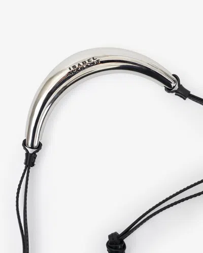 Isabel Marant Oskan Moon Studded Leather Shoulder Bag In Black And Silver